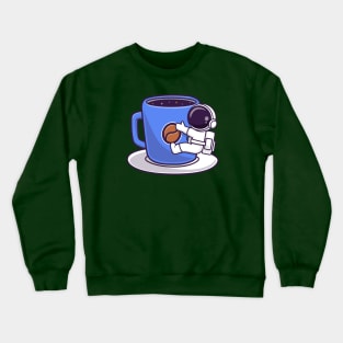 Cute Astronaut Hug Coffee Space Cup Cartoon Crewneck Sweatshirt